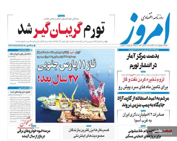 صفحه نخست روزنامه های اقتصادی 6 شهریور 1402