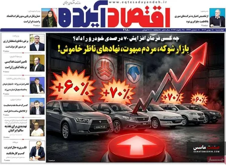 صفحه نخست روزنامه های اقتصادی 8 بهمن 1404