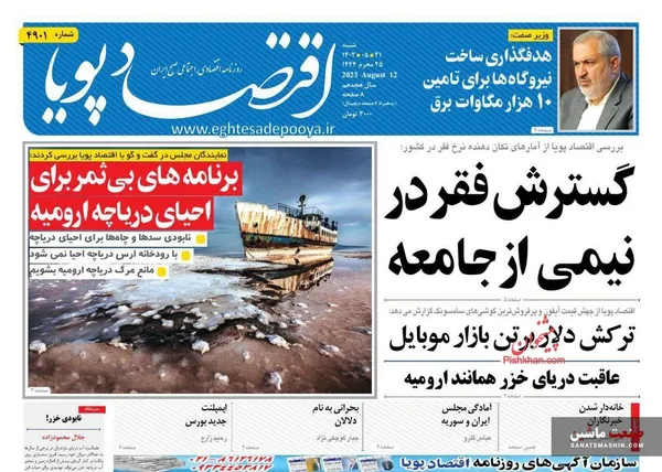 صفحه نخست روزنامه های اقتصادی 21 مرداد 1402