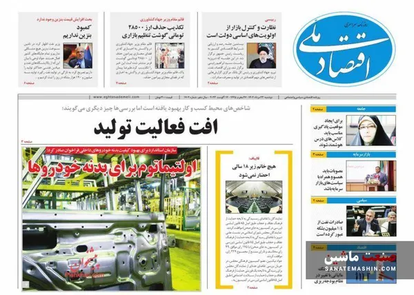 صفحه نخست روزنامه های اقتصادی 23 مرداد 1402