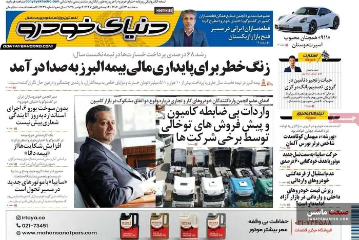 صفحه نخست روزنامه های اقتصادی 13 آبان 1404