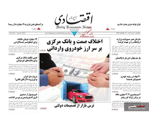 صفحه نخست روزنامه های اقتصادی 11 تیر 1402