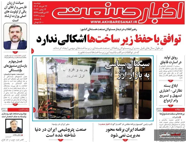 صفحه نخست روزنامه های اقتصادی 22 خرداد 1402