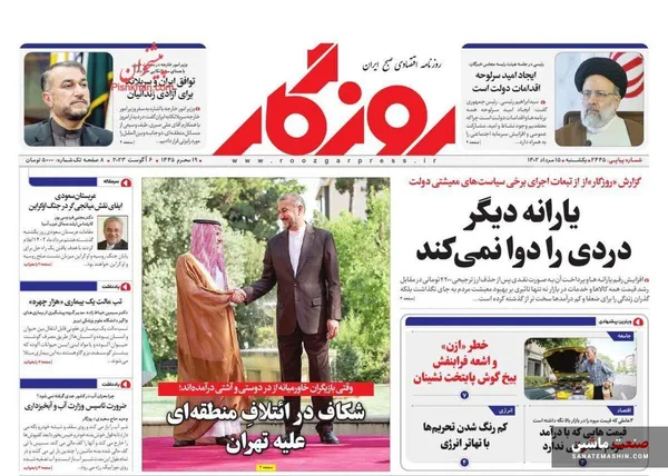صفحه نخست روزنامه های اقتصادی 15 مرداد 1402